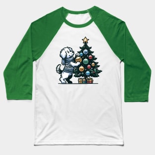 Dog Decorating Christmas Tree Baseball T-Shirt